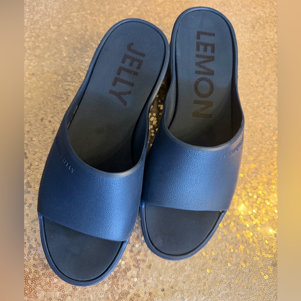 Lemon Jelly Navy Blue Slide Sandals
